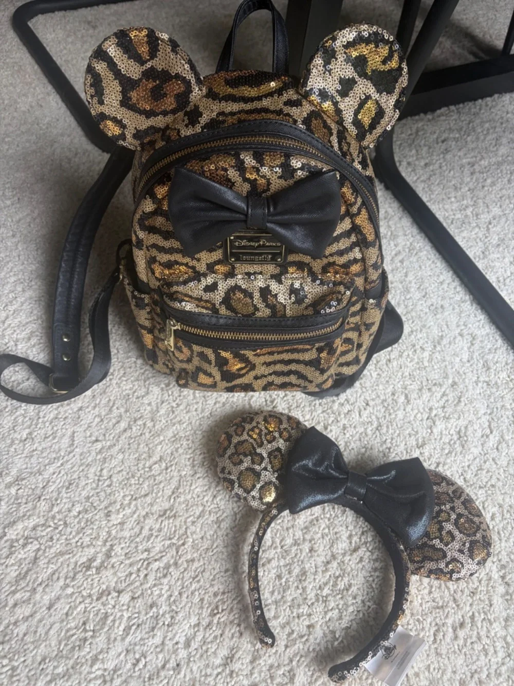 Disney leopard print loungefly bag and headband matching